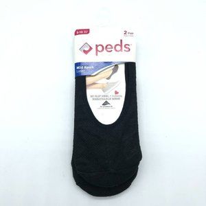 Peds Womens Mid Sport Liner Socks 2 Pair Cushioning Breathable Mesh Black 5-10